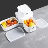 Pudełka bento plastikowe pudełko na lunch pojemnik do przechowywania żywności ze pokrywką chłodnicą świeże owoce Piknik i kempingowe sztućce Q240427