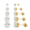 Étalon 10pcs bricales bricales en zircone en zircone pavée ensemble pour femmes hommes unisex gold alliage simple fashion fête des boucles d'oreille d240426