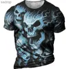 Men's T-Shirts Undead Skull Harajuku 3D Printed Graphic Summer New Punk Men Streetalism Hip Hop Rebel Personality Crewneck Short Sleeve T-shirtXW