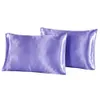 Pillow de cetim de seda queen 2pcs travesseiros de cama de cama lisa casa branca preta cinza chaque -céu azul rosa lasca 240424