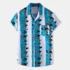 2021 Summer Nuevo camisa de manga corta para hombres Camisa de patrón de collar de collar de estilo de playa hawaiano para hombres