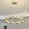Chandelier rond moderne Crystal lustre luxe Chrome Luster Restaurant Pendant Light Villa LED salon suspendu Aménagement de lampe