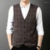 Men's Vests Wool Clip Color Vest 2024 Autumn And Winter Casual V-neck Cardigan Knitted