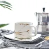 Mugs Marble Coffee Cup Black And White Saucer Cup. High Quality Set Cups