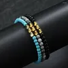 Bracelets de charme bracelet manche set 3 pièces 4 mm braclet pierre guérison braslet irrégulier cuivre brazalete élastique homme