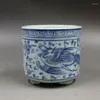 Garrafas chinesas Qing Blue e White Porcelain Censer Dragon Phoenix Incense Burner 3.90 "