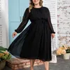 Casual Dresses 2024 Klänning Ankomst Kvinnor Summer Plus Size Elegant Formal With Vintage Mesh Sleeve Midi Large