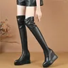 Boots Winter Pumps Shoes Women Cow Leather Super High Heels Over The Knee Female Pointed Toe Fashion Sneakers Casual