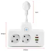 Adaptadores Adaptador de tira de energia para soquete elétrico do carregador de parede Europlug com tomadas USB 2AC Wall Socket Extension Cord With Switches