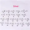 Gouden nep piercing clip neu ring manchet body sieraden voor vrouwen nieuwe trend oor manchetten hart kruis bloemen ringen 22 stijlen drop levering dhsrk