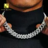 Tung 3 Big Stone sticker ut 15mm Bust Down Cuban Link Moissanite 925 Hip Hop Iced Out Cuban Link Chain 18K Guldpläterad halsband