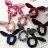 Kids Velvet elastic hair scrunchie girls stereo rabbit ear hairbands head bands ponytail holder children princess hair accessories317e