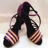 Tanzschuhe Evkoodanc CustomSize Klassische lateinische 7 cm schwarze Satin Glitzer Übung Salsa Ballroom Frauen