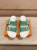 2024 Heren Bom Dia platte muilezel slippers sandalen EU 38 44 Bruine vintage bloem dubbele riemen gesp.