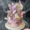 2024 10pcs Gold Butterfly Kuchen Dekorationen Alles Gute zum Geburtstag Acrylkuchen -Top -Simulation Schmetterlinge Hochzeitsfeier Dekor Kuchen -Top -Top -für Geburtstagsfeier Vorräte