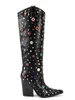 Сапоги Women Loxury Crystal Cowboy Black