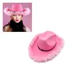 Berets 667e Feathers Cowboy Hat Bride Cowgirl Bridal Party Bachelorette