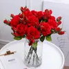 Decoratieve bloemen Simulatie Rose 1 Bloem 2 Bud Artificial Silk Red Real Touch Home Decoratie Wedding Bridal Bouque