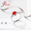 Cluster Rings Nicely Women Wedding Engagement Ring Gift 925 Sterling Silver Jewelry Red Clearly Cubic Zirconia With Small Zricons