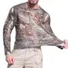 Camicie da uomo a manica lunga o collo uomo esterno top mimetico modello foglia elastico elastico pullover sottile sottile addestramento sport t-shirt