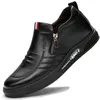 Sapatos casuais Men fãs de tendência de couro masculino para homens zip zípela de plana do homem sneakes
