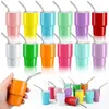 Bouteilles d'eau 2 oz mini gobelet double en acier inoxydable tasse aspirateur sublimation s en verre gobeurs tasses avec paille et couvercles jt228