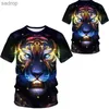 Herren-T-Shirts Mode 3D-Herren T-Shirt Personalisiert Trend gedrucktes Tier Tiger Wolf Muster kurzärmeliges Top T-Shirt Casual O-Neck Herren T-Shirtxw