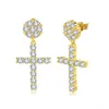 Choucong Hip Hop Dangle oorbellen Luxe sieraden 925 Sterling zilveren goud vulronde Cut 5a Cubic zirkoon CZ Diamond elegante hoogwaardige feest woenem cross drop oorr.