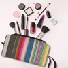 Storage Bags Luxury Fabric Stripes Texture Travel Cosmetic Bag Bohemian Boho Style Toiletry Makeup Organizer Ladies Beauty Dopp Kit