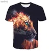 T-shirts voor heren Nieuwe Tiger 3D-geprinte heren en dames Childrens T-shirt Fun modieus coole coole dierenprint top ademende lichtgewicht zomer short sleevedxw