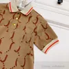 Summer Kids Letter Tryckt T-shirt Designer Boys Polo Lapel Short Sleeve Tops Ins Girls Falbala Dress S1348