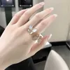 Brand Jewelry Original Van 925 Sterling Silver Double Butterfly Ring with Diamond 18K Rose Gold Natural White Fritillaria Opening Female