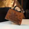 Estilo étnico de couro genuíno de couro genuíno feminino de bolsa nacional macia que se desloca de meia idade de meia-idade