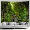 Tapestries Outdoor Garden Poster Forest Waterfall Landscape Tapestry Tropical Plants Landscape Home Patio Wall Hanging Art Decor Mural