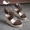 Buty lezyseal gladiator 11 cm platforma klin sandały kobiety buty kobietę plus rozmiar wysokie obcasy letnie espadrilles buty laski flip flip flop