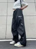 Pantaloni da donna qweek y2k streetwear black black black women hippie retro star stampa pantaloni paracadute oversize oversize anni '90 vintage harajukupants harajuku vintage