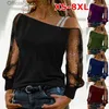 Jeyq Kadın Tankları Camis XS-8xl Moda Kadın Tshirts Uzun Sle Soy Renk Seksi Omuz Kapalı Sonbahar Sokak Giyim T-Shirt Vintage Giysileri D240427