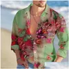 Herrklänningskjortor Mens Floral Printing 3D Shirt Summer Long Sleeve Man Fjäril