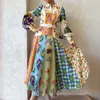 Basic Casual Dresses Designer Jurk Fashion Print Gepersonaliseerde graffiti lantaarn mouwen lange onregelmatige jurk voor vrouwen