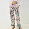 Pantaloni da donna 2024 Fashion 3D Digital Printing Acharew Flower Beach Home Dance Dance Bamboo Cotton Shin