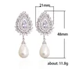 2024 Sparkling Dangle Earrings Luxury Jewelry 925 Sterling Silver Water Drop 5A Cubic Zircon CZ Diamond Lab Pearl Party Women Wedding Rich Earring For Mother Gift