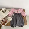 Clothing Sets Ins 2024 Autumn Baby Girl 2PCS Clothes Set Cotton Long Sleeve Embroidery Flower Blouses Suspender Pants Suit Toddler Outfit