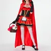 Werkjurken vrouwen vampier cosplay kostuum Halloween feestoutfit carnaval mini -jurk set met cape woman vakantie sexy kanten show kleding