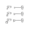 Étalon aide 3pcs 2 mm 3 mm 4mm 925 Silter Silver Ins Zircon Boucles d'oreilles 18K Mini mini minimalisme boucles d'oreilles Fine Jewelly Party Gift D240426