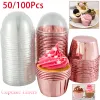 Moulds 50/100Pcs 156ml Aluminum Foil Pudding Cup with Lids Disposable Mini Foil Cupcake Liners Containers Baking Mould Kitchen Supplies