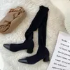 Boots Fashion Whit High Stretch Fabric Women Pointed Toe Heels Shoes 2024 Autumn Winter Sexy Over The Knee Boot