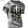 Men's T-Shirts Undead Skull Harajuku 3D Printed Graphic Summer New Punk Men Streetalism Hip Hop Rebel Personality Crewneck Short Sleeve T-shirtXW