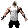 Men's Tank Tops Sports Fitness Four Seasons Hooded Vest Muscle Polyester Casual Walking Pattern Lightweight Cool Quick Dry Explosion