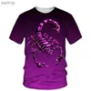 Men's T-Shirts Interesting Scorpion Print Mens Summer T-shirt High Quality Childrens Clothing Fashion Trend Harajuku Short sleeved O-neck Loose TopXW