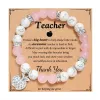 Strands Back To School Teacher's Day Apple Pendant Bracelet Graduation Season Gift, Love Pink Zebra Purple Agate Stone Bracelet